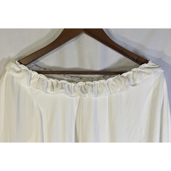 SHOW ME YOUR MUMU white one shoulder wide sleeve ruffled flounce hem top M - Picture 2 of 15